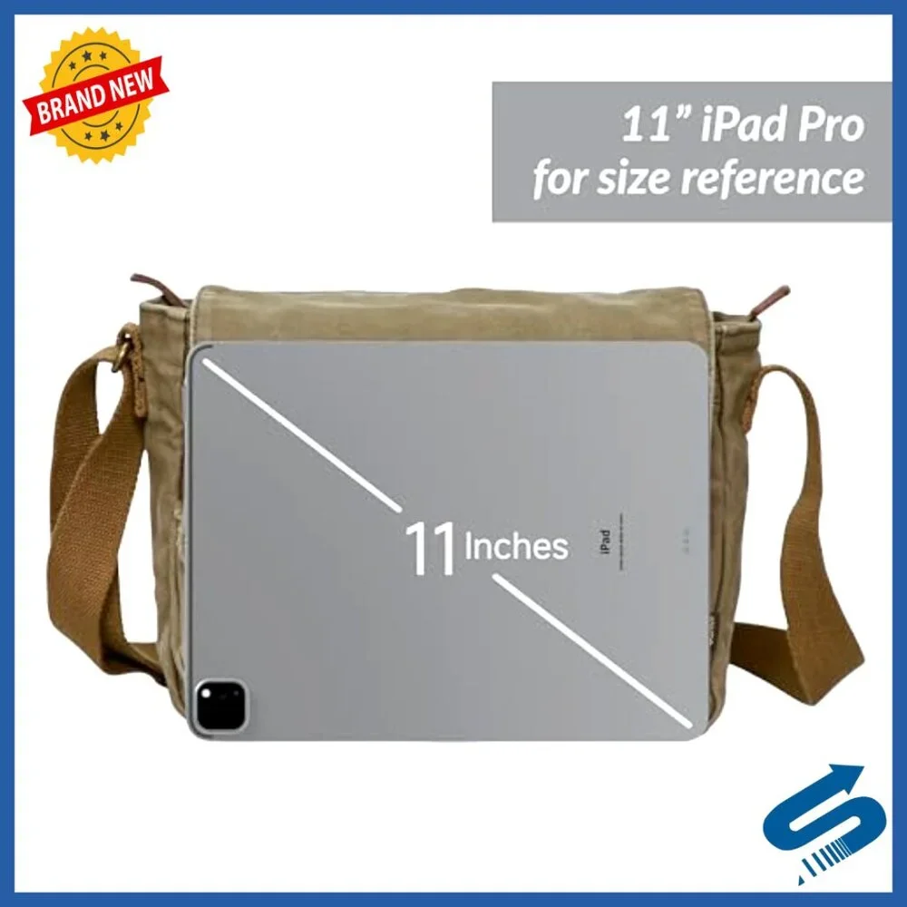 Canvas Messenger Bag - Vintage Crossbody Shoulder Satchel - 11.2
